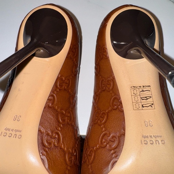 Gucci Guccissima High Heel Peep Toe Leather Pumps - 38 - Picture 7 of 9
